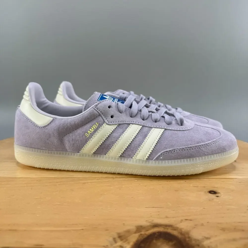 Adidas Samba OG Mens Size 9.5 Shoes Silver Dawn Lilac Purple Sneakers NEW
